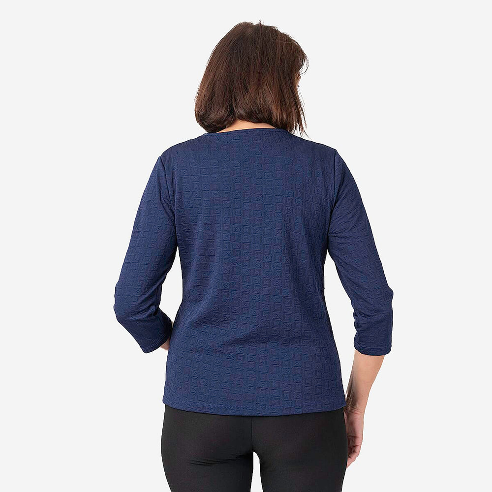 Auburn Solid Color Zip Blouse (Size 22 to 24) - Navy