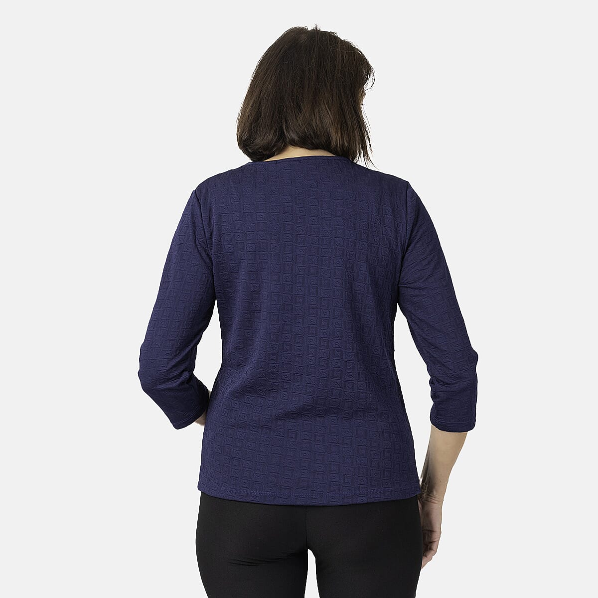 Auburn Solid Color Zip Blouse (Size 22 to 24) - Navy