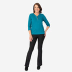 Auburn Solid Color Zip Blouse (Size 22 to 24) - Teal