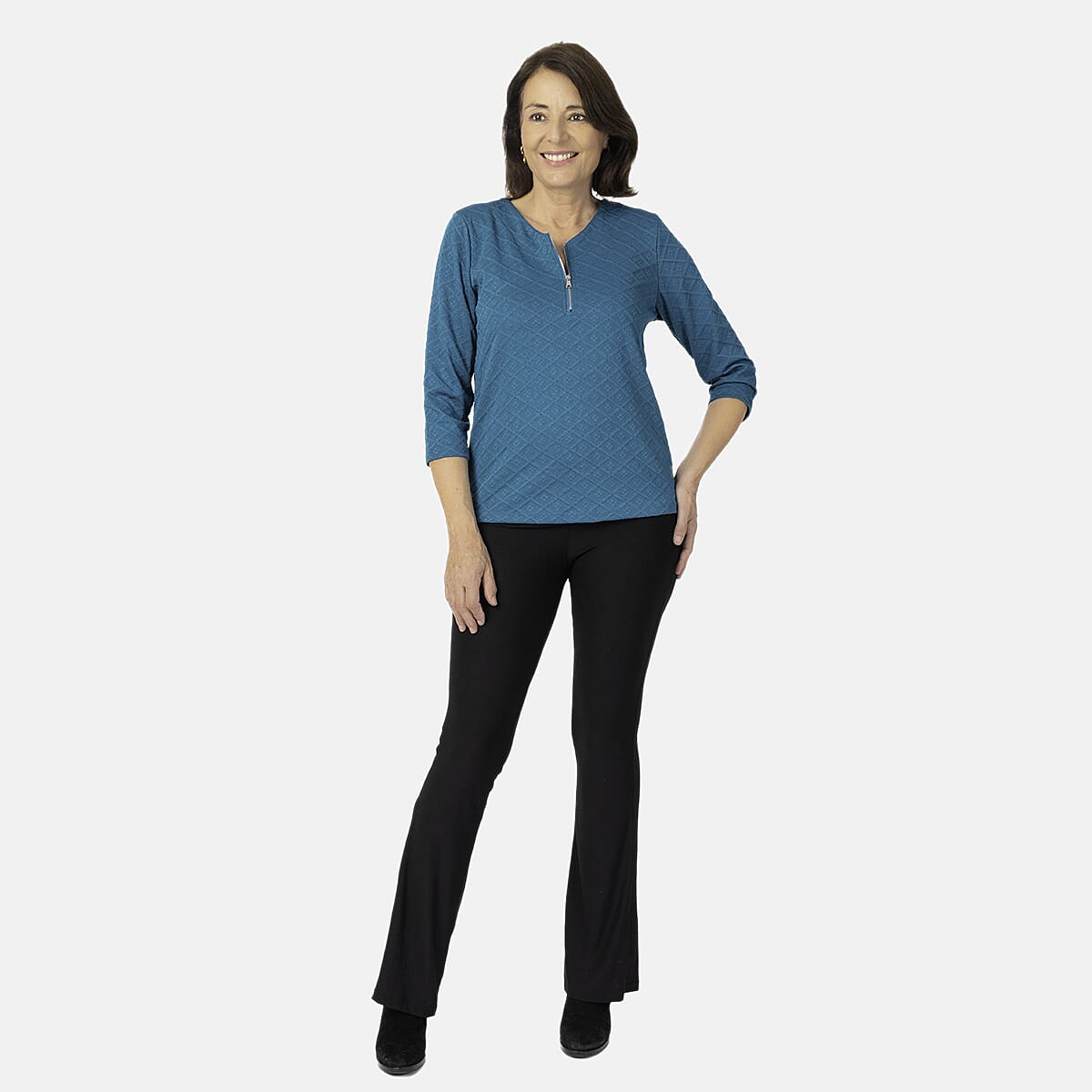 Auburn Solid Color Zip Blouse (Size 22 to 24) - Teal