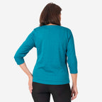 Auburn Solid Color Zip Blouse (Size 22 to 24) - Teal
