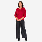 Auburn Solid Color Zip Blouse (Size 22 to 24) - Red