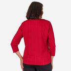 Auburn Solid Color Zip Blouse (Size 22 to 24) - Red