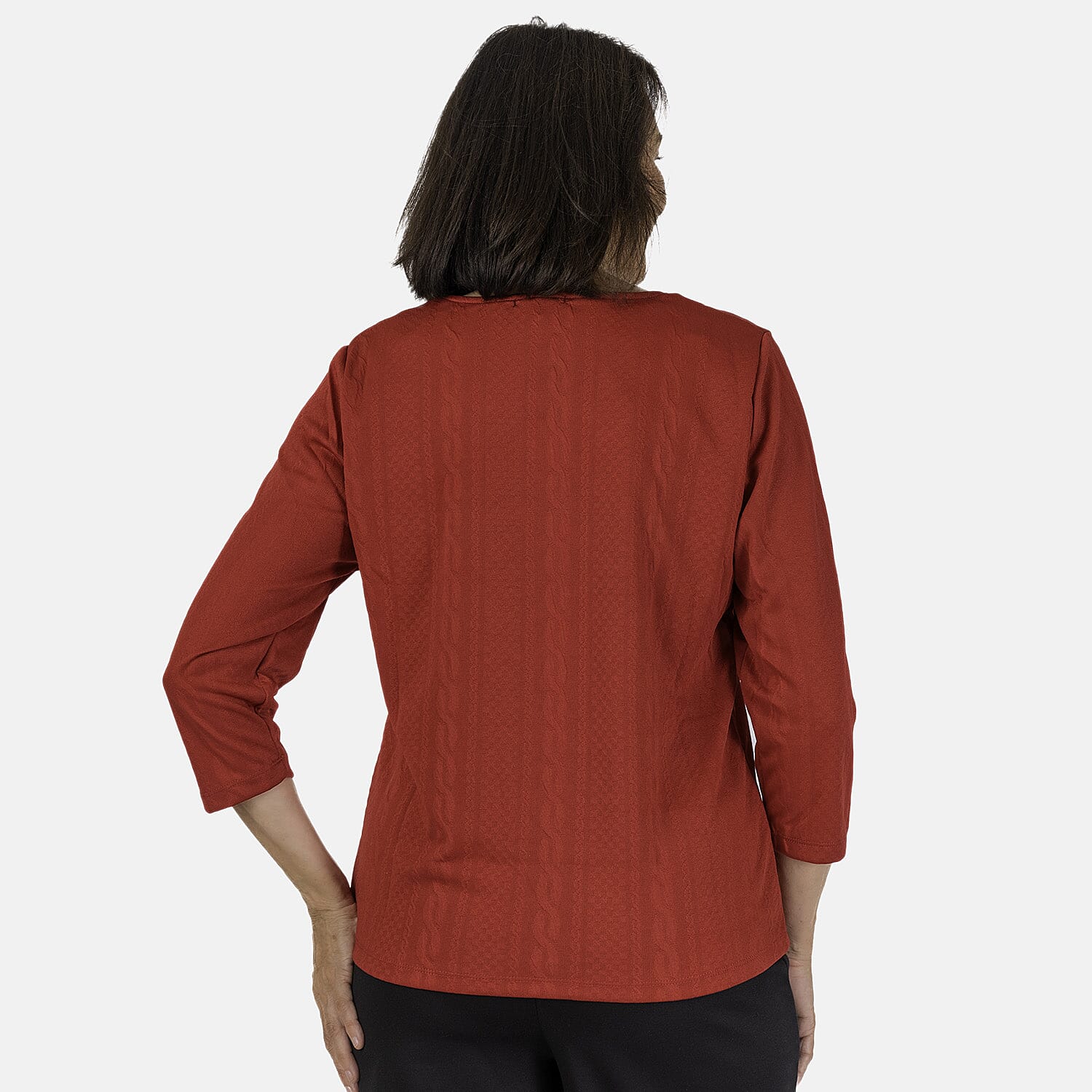 Auburn Solid Color Zip Blouse (Size 22 to 24) - Red