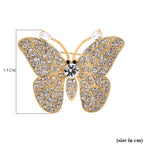 Austrian Black & White Crystal Butterfly Brooch in Yellow Gold Colour Tone
