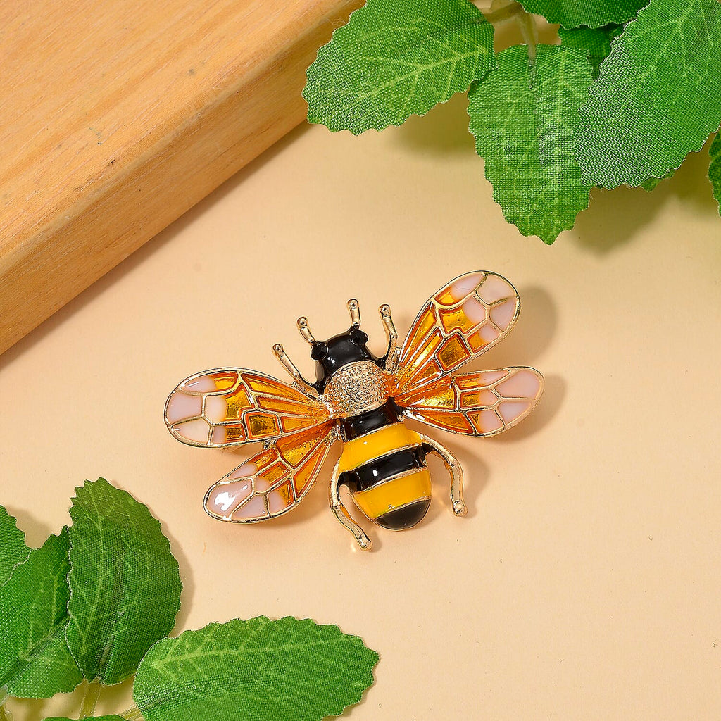 Austrian Black Crystal Brooch with Enamel in Yellow Gold Plated- Butterfly