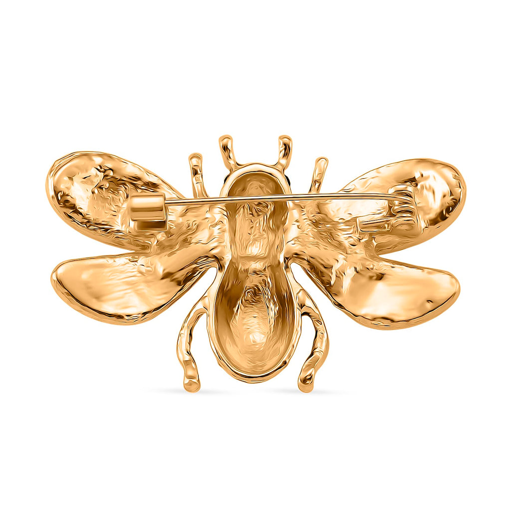 Austrian Black Crystal Brooch with Enamel in Yellow Gold Plated- Butterfly
