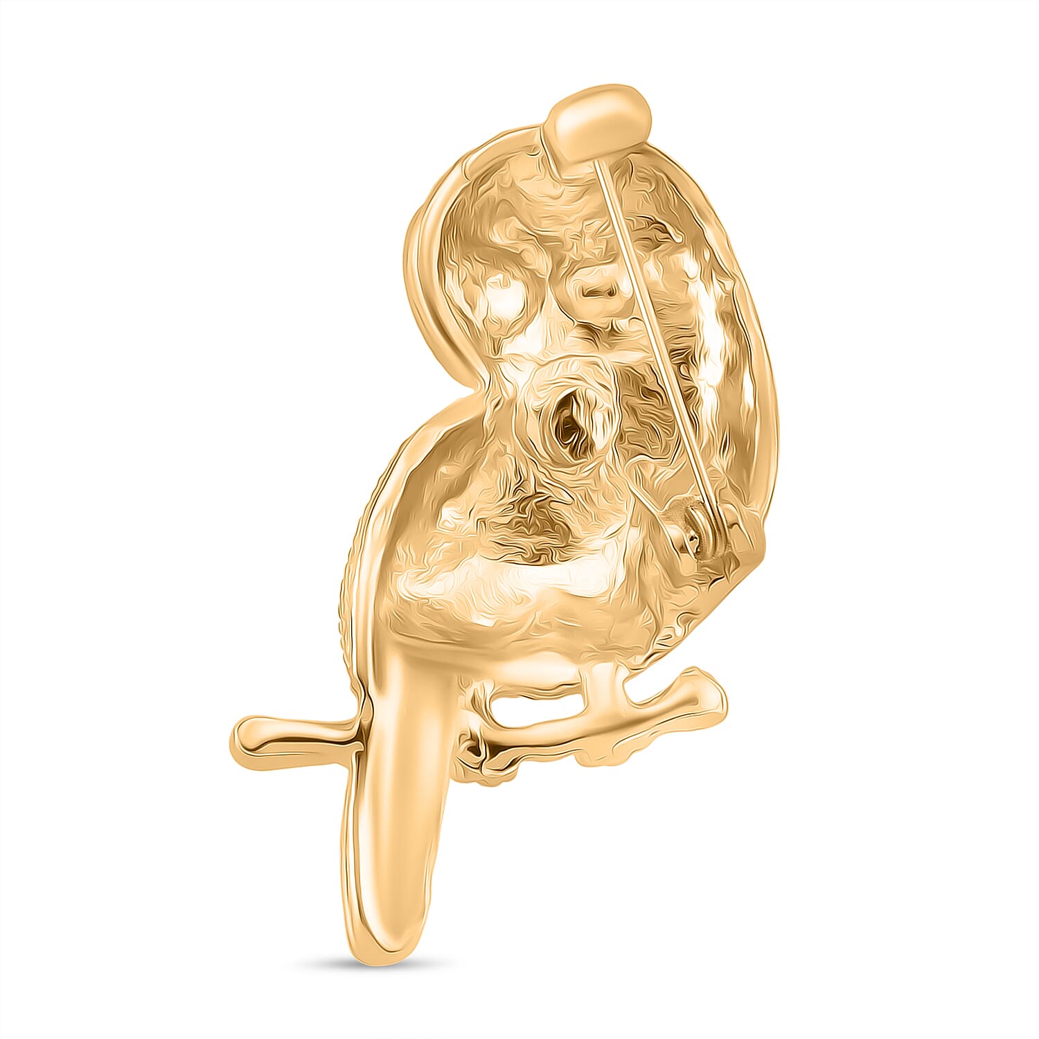 Austrian Multi Color Crystal Owl Brooch in Yellow Gold Colour Tone