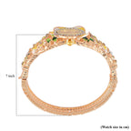 STRADA Japanese Movt. Water-Resistant Floral Bangle Watch with Yellow and Green Enamel & Crystal Strap