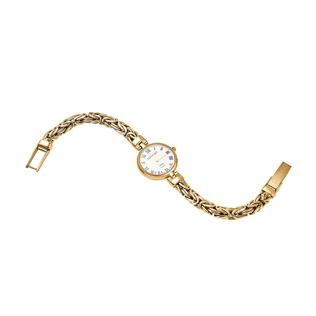 9K Yellow Gold Swiss Quartz Movt. Byzantine Gold Watch Gold Wt.21.06 grams