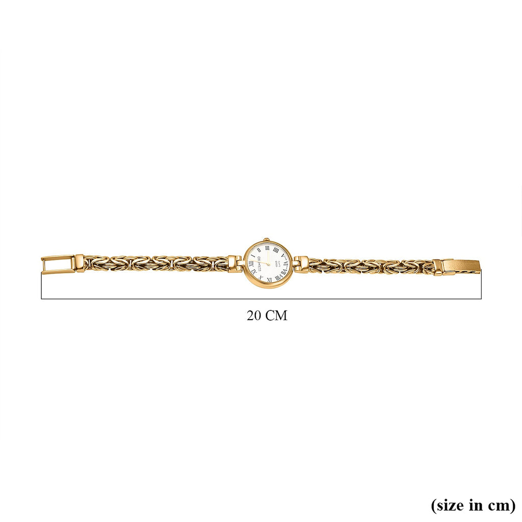 9K Yellow Gold Swiss Quartz Movt. Byzantine Gold Watch Gold Wt.21.06 grams