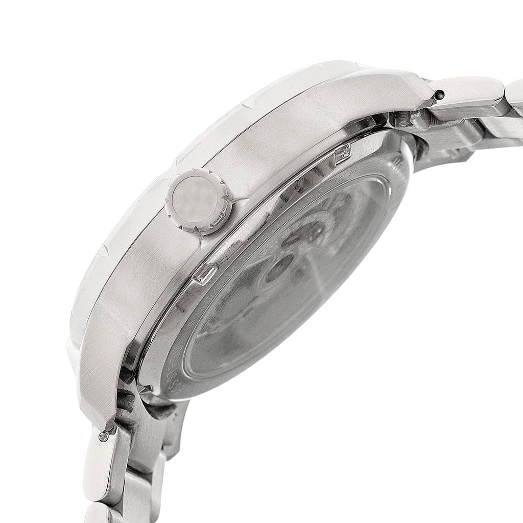 Heritor Ryder Automatic Movement 5 ATM Water Resistant Watch with Skeleton Display & Stainless Steel Chain Strap in Silver & Black Tone