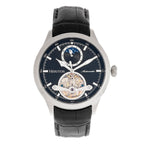 Heritor Automatic Gregory Watch with Black Genuine Leather Strap - Silver