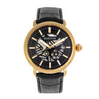 Heritor Mattias Seiko NH35 Movement with Genuine Leather Black Strap - Gold