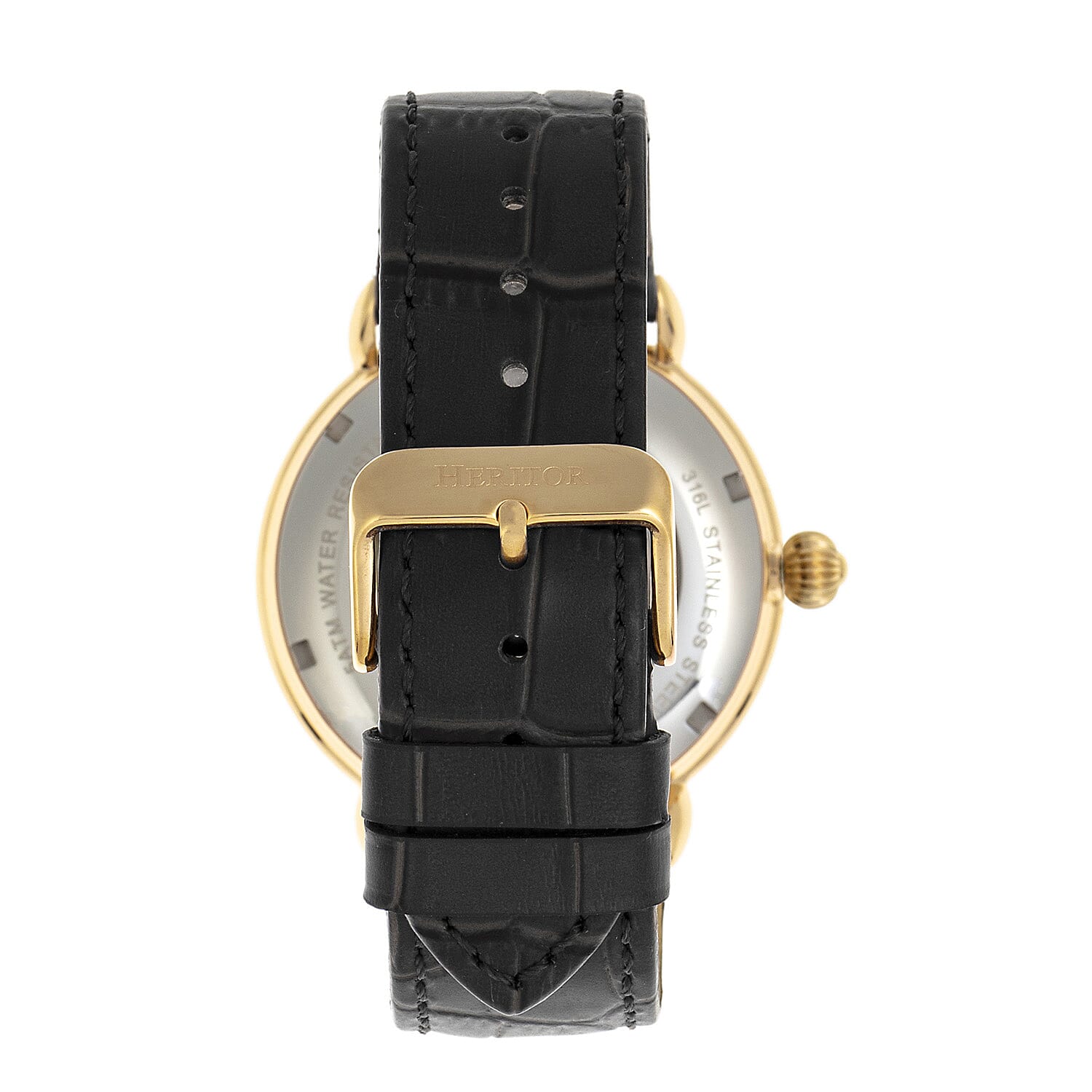 Heritor Mattias Seiko NH35 Movement with Genuine Leather Black Strap - Gold