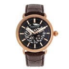 Heritor Mattias Seiko NH35 Movement with Genuine Leather Black Strap - Rose Gold