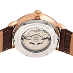 Heritor Mattias Seiko NH35 Movement with Genuine Leather Black Strap - Rose Gold