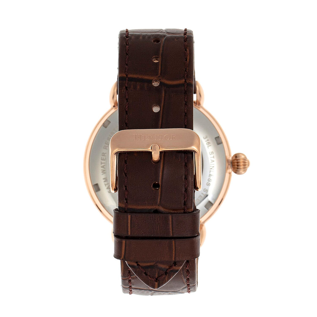 Heritor Mattias Seiko NH35 Movement with Genuine Leather Black Strap - Rose Gold