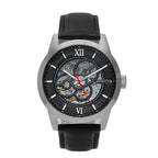 Heritor Jonas Automatic Movement with Black Genuine Leather Strap - Silver