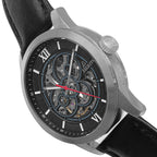 Heritor Jonas Automatic Movement with Black Genuine Leather Strap - Silver