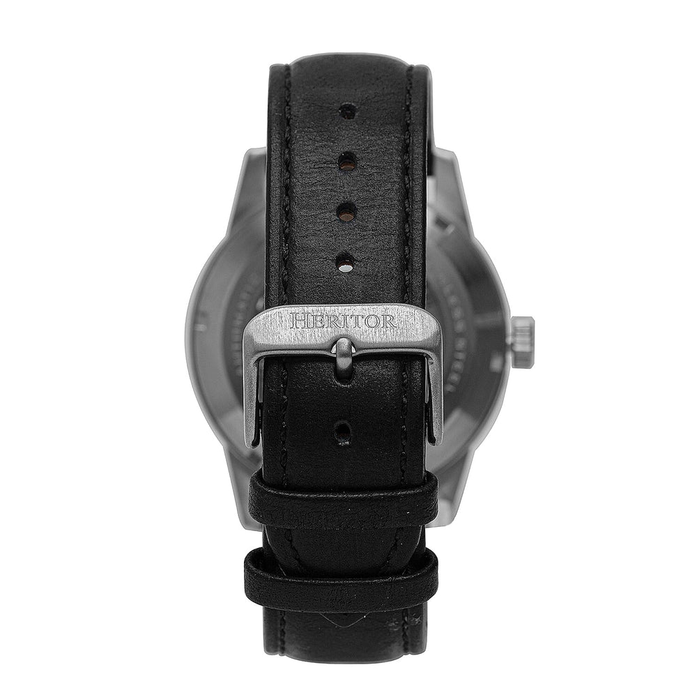 Heritor Jonas Automatic Movement with Black Genuine Leather Strap - Silver