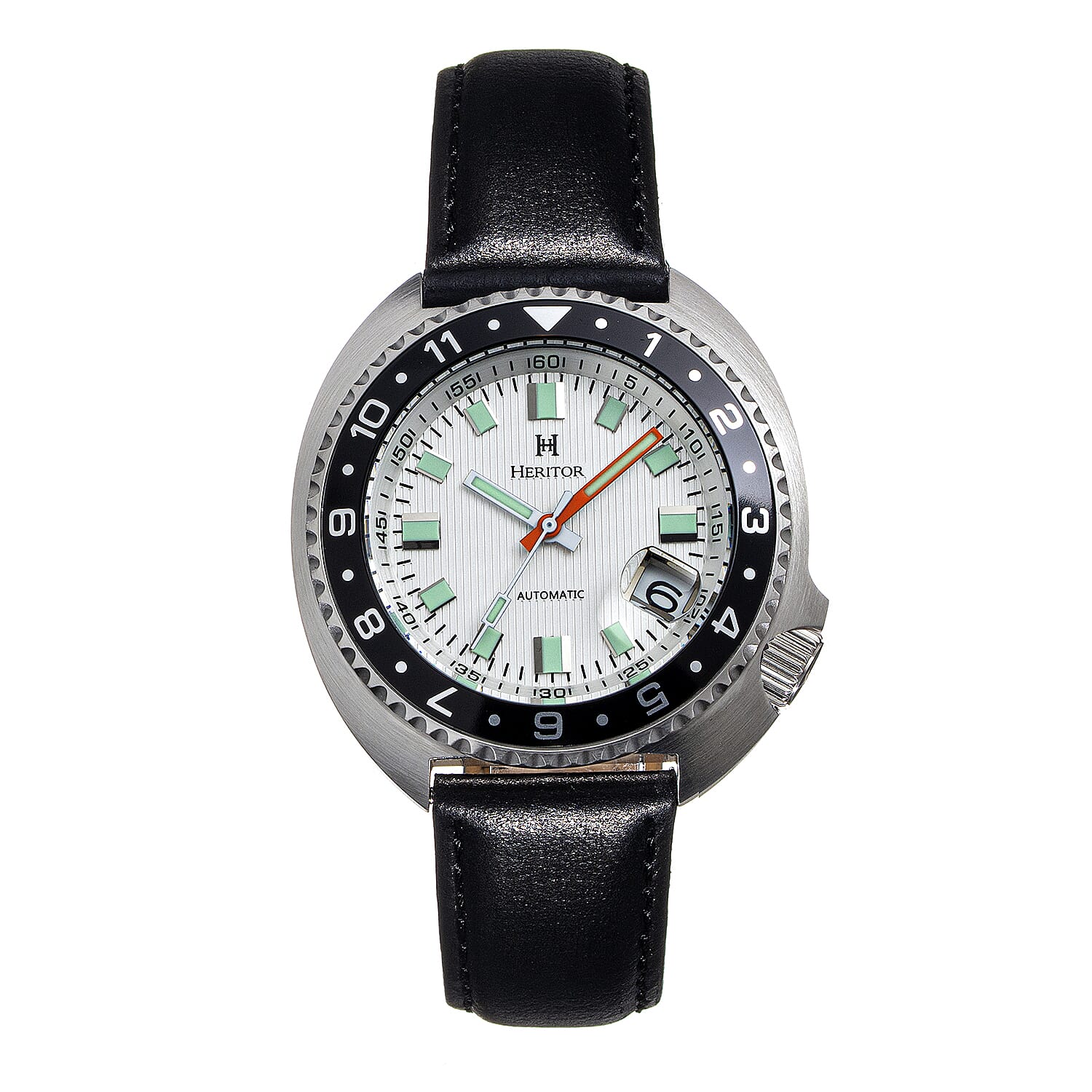 Heritor Pierce Seiko NH35 Automatic Movement with Black Genuine Leather Strap - Black Bezel