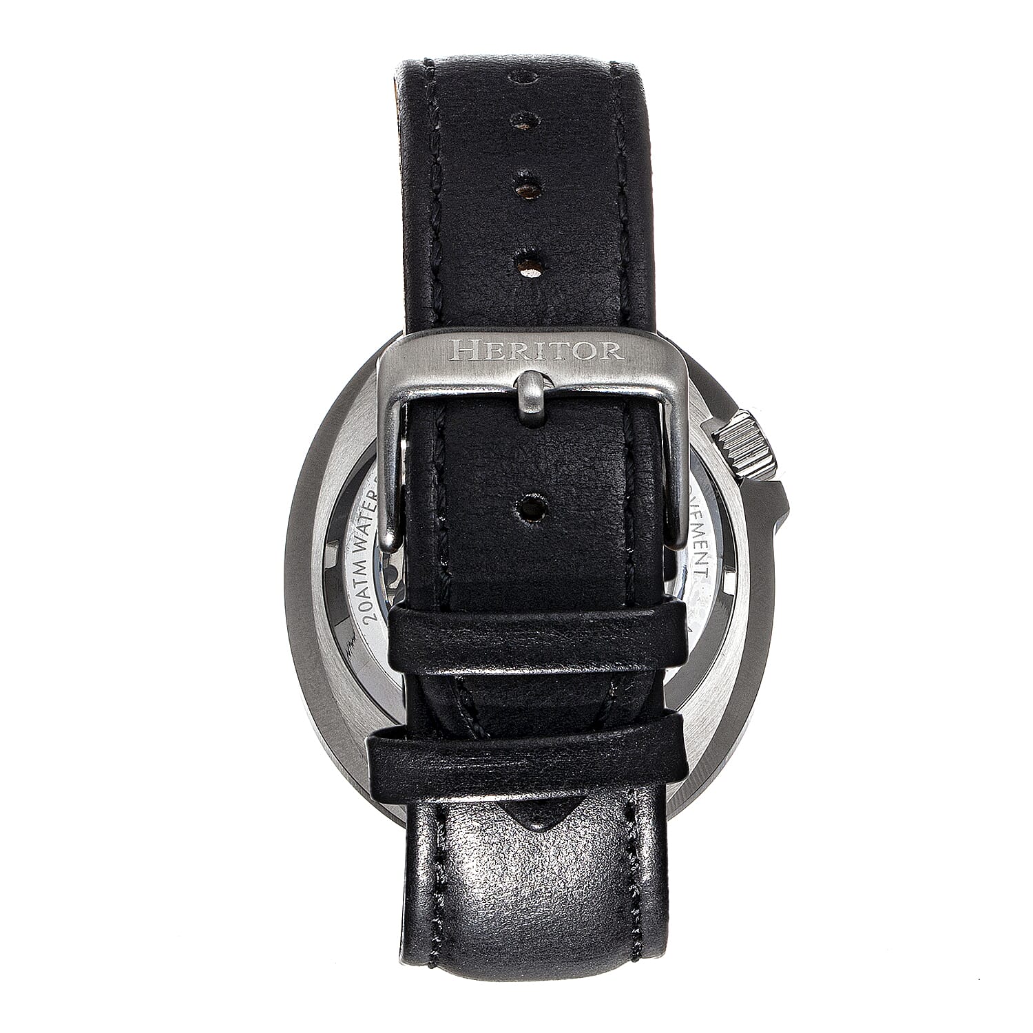Heritor Pierce Seiko NH35 Automatic Movement with Black Genuine Leather Strap - Black Bezel