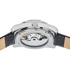 Heritor Automatic Movement Watch with Black Genuine Leather Strap - Silver