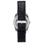 Heritor Automatic Movement Watch with Black Genuine Leather Strap - Silver