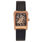 Heritor Automatic Movement 5 ATM Water Resistant Watch with Black Genuine Leather Strap & Rose Gold Tone