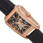 Heritor Automatic Movement 5 ATM Water Resistant Watch with Black Genuine Leather Strap & Rose Gold Tone