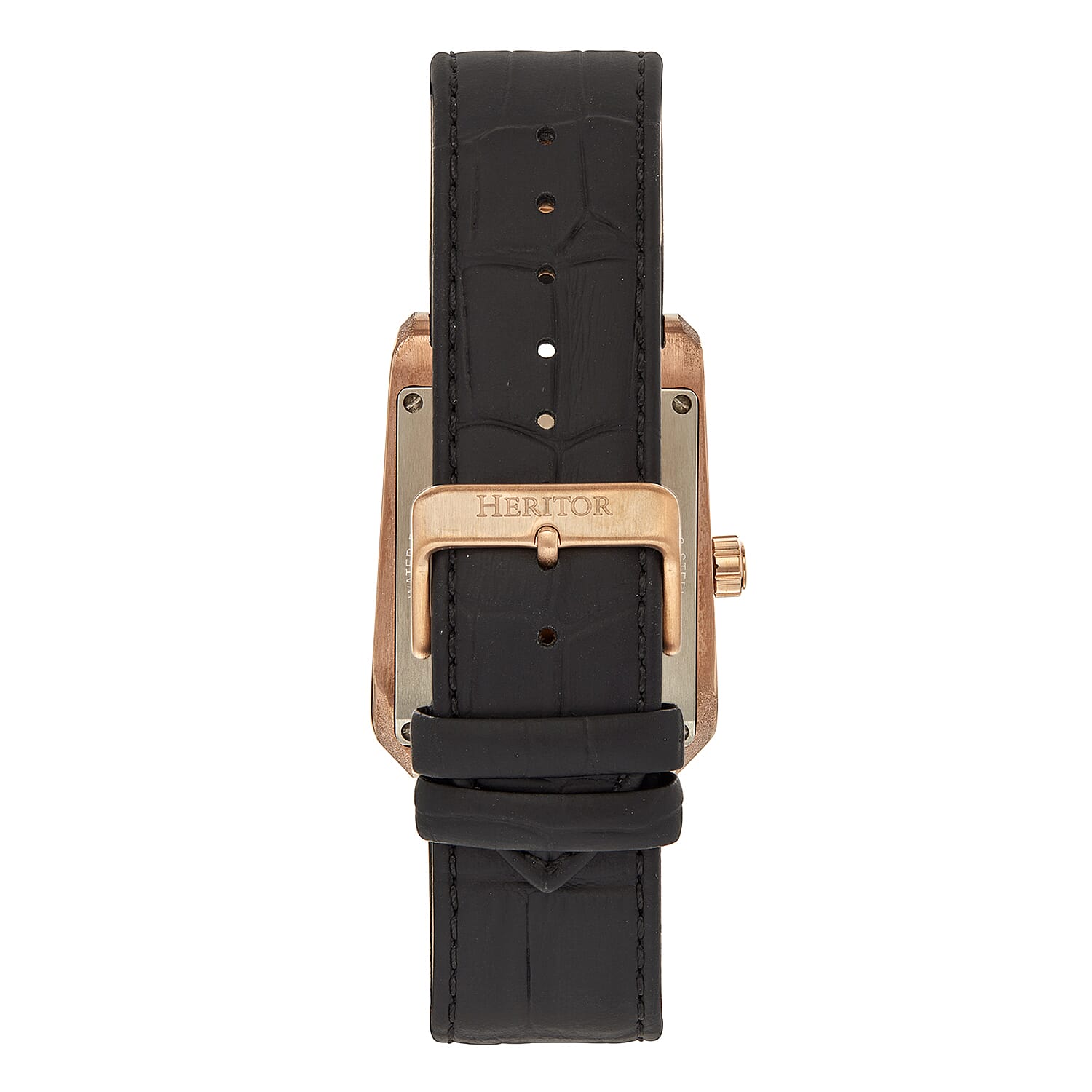 Heritor Automatic Movement 5 ATM Water Resistant Watch with Black Genuine Leather Strap & Rose Gold Tone