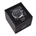 Time Berlin Camera Watch - with Camera and Microphone, 4GB Internal Memory in Stainless Steel - Black strap