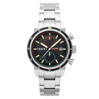 Tsovet SLR FW42 Japan Solar Power Chronograph 3 Hands With Date Black Dial 10 ATM Water Resistant Watch With Stainless Steel Strap  with Wireless Earphones (Free Gift)