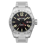Ballast Amphion GMT Swiss Quartz Movement Black Dial 20 ATM Water Resistant Watch With Stainless Steel Strap & Wireless Earphones (Free Gift)