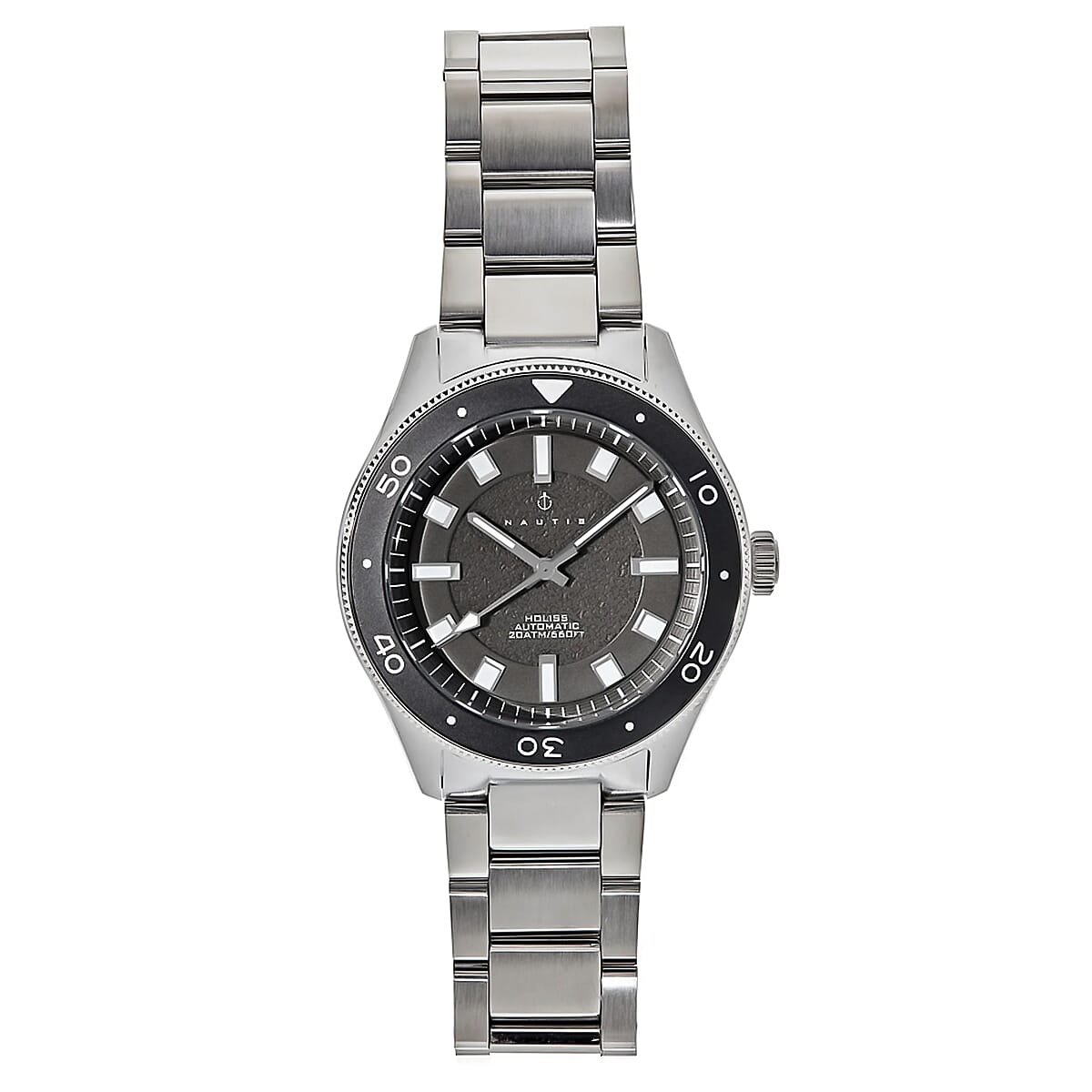 Nautis Holiss Japan Movt. Black Dial 20ATM Water Resistant Watch with Stainless Steel Chain Strap - Grey