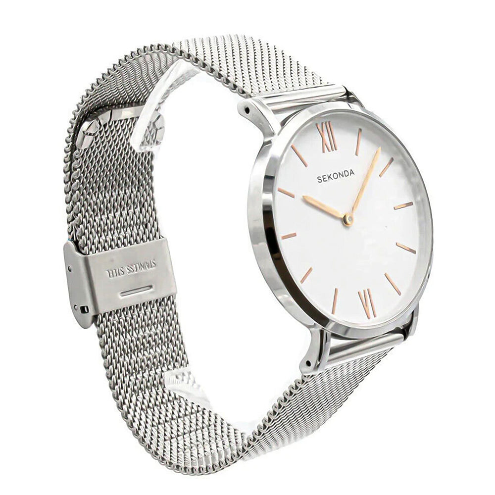 Closeout Deal - SEKONDA Analog watch stainless steel, 36mm case in Silver color