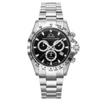 CHRISTOPH DUCHAMP Swiss Movt. 10ATM WR Black Dial Mens Watch With Stainless Steel Chain Strap