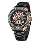 Limited Edition Swan - Edgar Hand Assembled Speed Target Mechanical Quartz Mens Watch - Rose Gold - Black