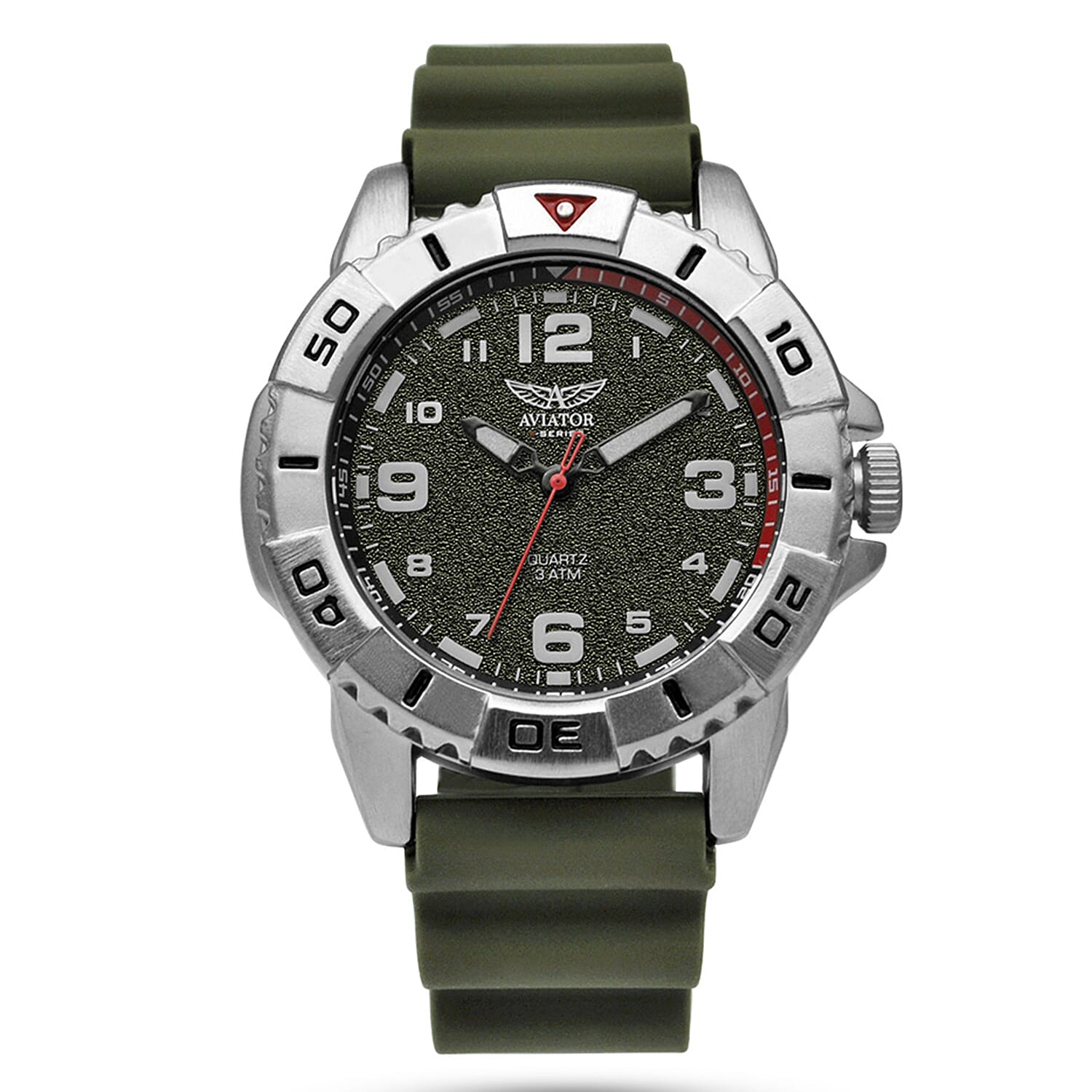 Aviator Quartz Mens Watch in Stainless Steel - Black