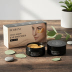 Beauluxe - Set of 2 Collagen Seaweed Gel Under-Eye Masks - Hydrating Hydrogel Patches with Witch Hazel, Oat - Sweet Orange Essential Oil (30 Pairs x Gold - 30 Pairs x Pink)