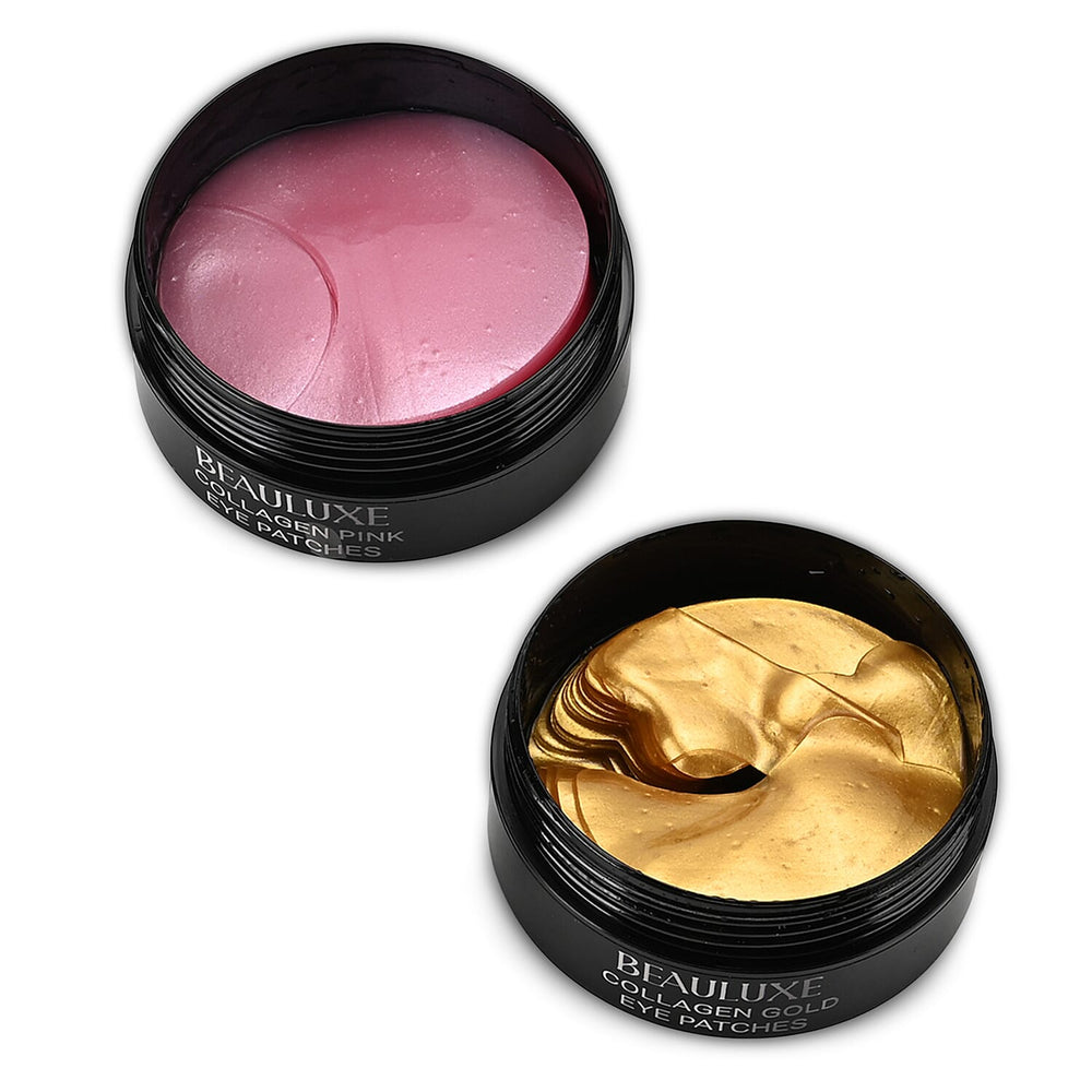 Beauluxe - Set of 2 Collagen Seaweed Gel Under-Eye Masks - Hydrating Hydrogel Patches with Witch Hazel, Oat - Sweet Orange Essential Oil (30 Pairs x Gold - 30 Pairs x Pink)