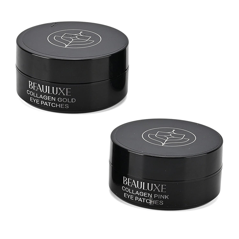 Beauluxe - Set of 2 Collagen Seaweed Gel Under-Eye Masks - Hydrating Hydrogel Patches with Witch Hazel, Oat - Sweet Orange Essential Oil (30 Pairs x Gold - 30 Pairs x Pink)