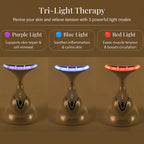 BEAUTECH Neck Massager- 6-in-1 Therapy with EMS, Red-Blue-Green Light, Heating, Vibration, & Intelligent Sensor - White