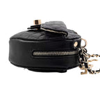 BEBE Vegan Leather Heart Quilted Crossbody with Chain Strap - Gold Toned Bebe Hardware - Black