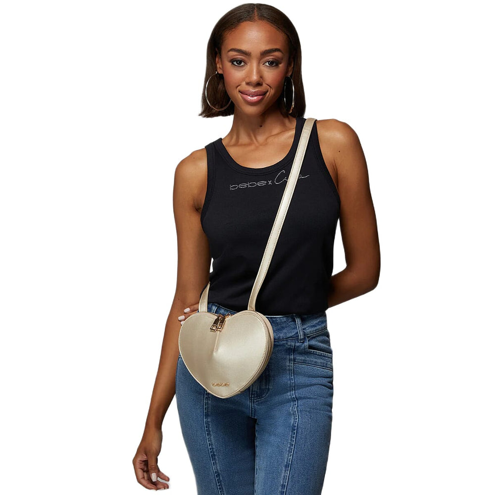 BEBE Crossbody Heart Bag - Gold