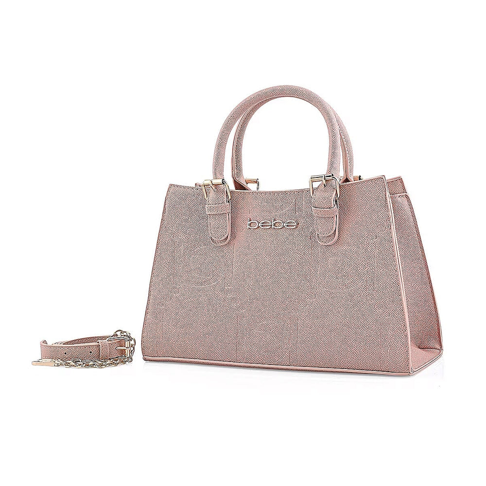 BEBE Zenia Embossed Satchel Handbag - Blush