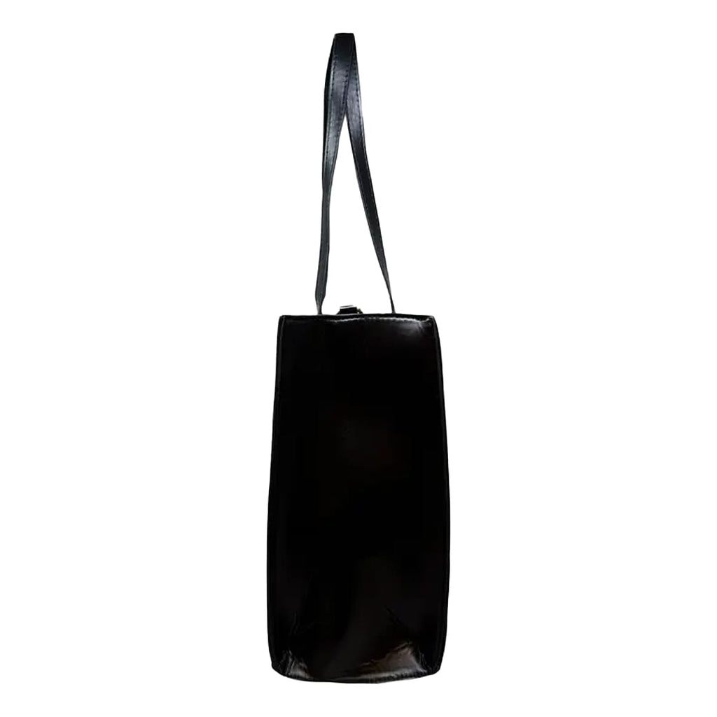 BEBE Quilted Structured Top Handle Tote Bag with Gold Logo Detail - Black