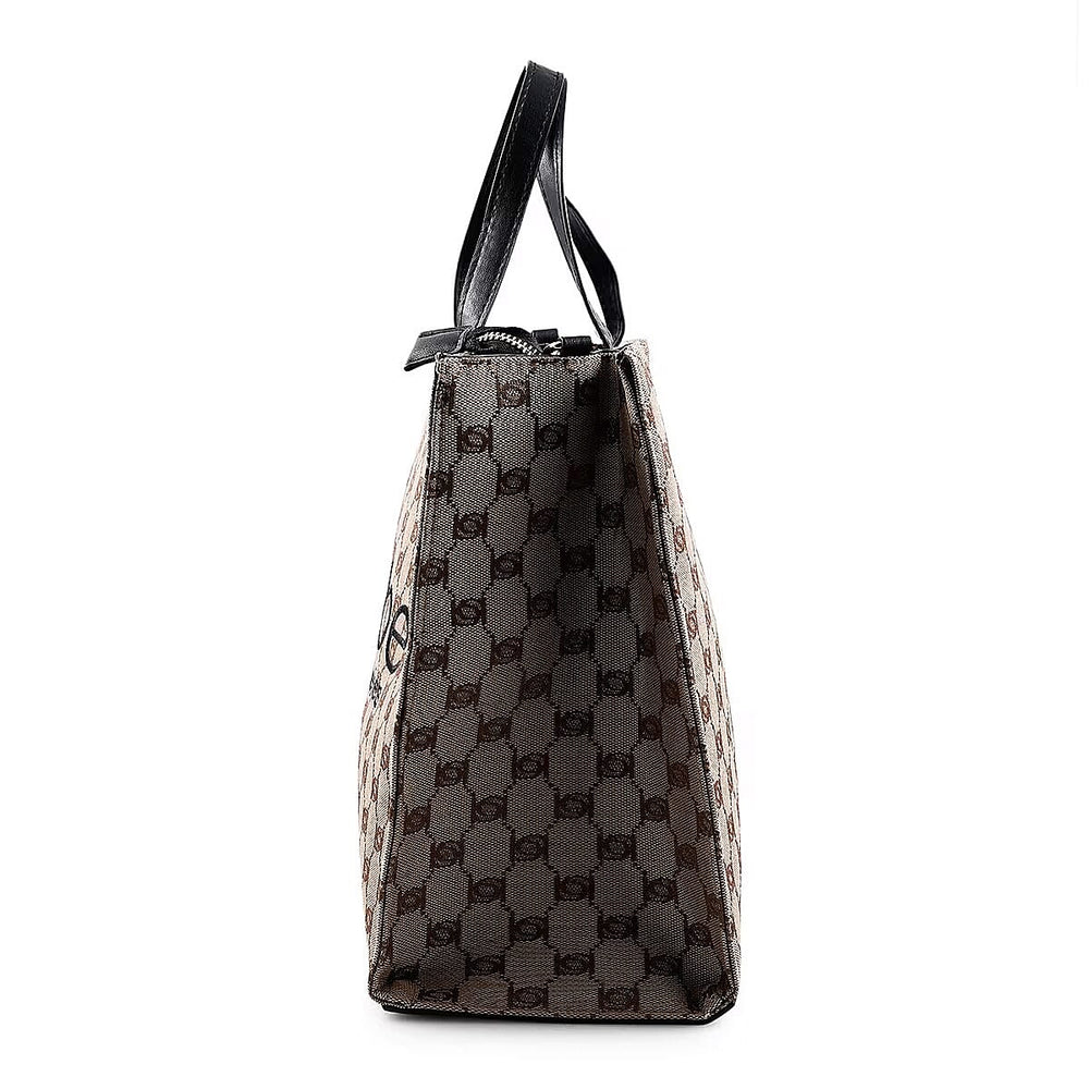 The Designer Closeout - BEBE Luxe Everyday Jacquard Tote with Iconic Bebe Logo Pattern - Black
