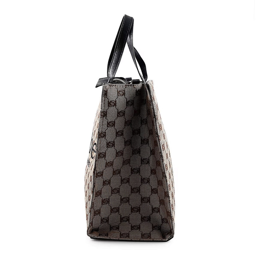 The Designer Closeout - BEBE Luxe Everyday Jacquard Tote with Iconic Bebe Logo Pattern - Black